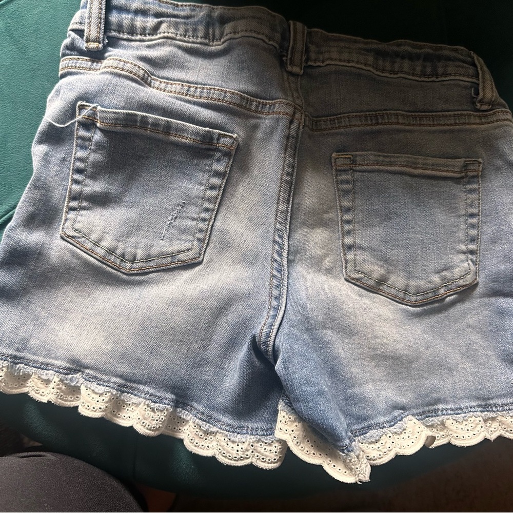 Girls 10/12 Blue Denim Shorts with Lace Trim